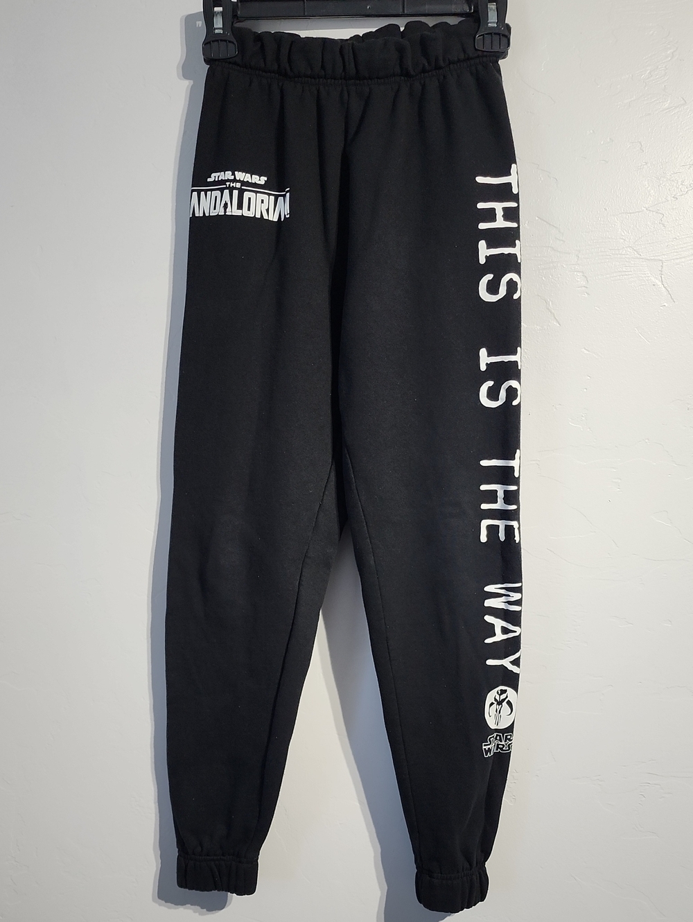 Star Wars Black 'This Is The Way' Mandalorian Jogger Sweatpants Sz XS UNISEX